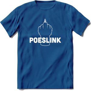Poeslink! - Katten T-Shirt Kleding Cadeau | Dames - Heren - Unisex | Kat / Dieren shirt | Grappig Verjaardag kado | Tshirt Met Print | - Donker Blauw - S