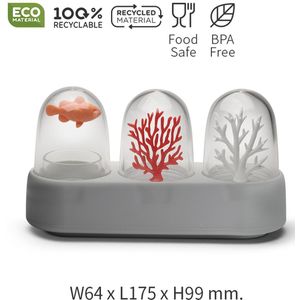 Qualy - Zout-, peper- en tandenstokerhouder “Ocean Ecology” W64 x L175 x H99 mm 255gr transparant | grijs