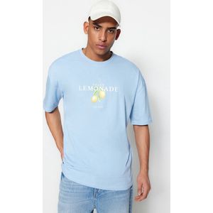 Trendyol TMNSS23TS00089 Volwassenen Unisex T-shirt - Lichtblauw - L