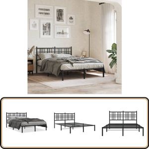 vidaXL Bedframe met hoofdbord metaal zwart 120x190 cm