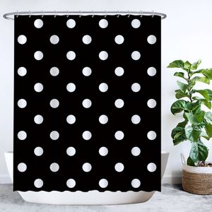 Ulticool Douchegordijn - Zwart Wit Polka Dot Stippen - 180 x 200 cm - met 12 Ringen Wit - semi Transparant - anti Schimmel