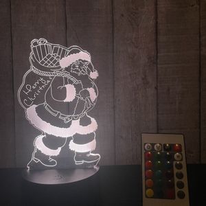 Klarigo® Nachtlamp – 3D LED Lamp Illusie – 16 Kleuren – Kerstman - Bureaulamp – Kerstverlichting – Nachtlampje Kinderen – Creative lamp - Afstandsbediening