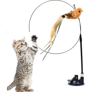 DreamSnoot® Kattenspeelgoed - Dubbele Teaser Op Standaard - Interactieve Kat Speelgoed - Kattenspeeltjes - Met Vogel