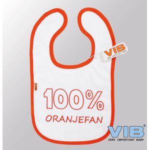 VIB® - Slabbetje Luxe velours - 100% Oranjefan (Wit-Oranje) - Babykleertjes - Baby cadeau