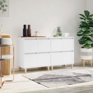 The Living Store Klassieke Dressoir - Wit - 60 x 35 x 70 cm - Duurzaam hout - Voldoende opbergruimte