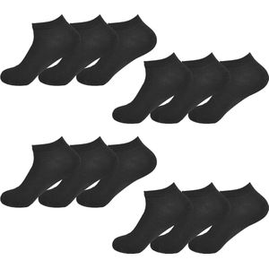 Enkelsokken Unisex - Zwart - 12-pack - Maat 35-40 | Multi-pack korte sokken