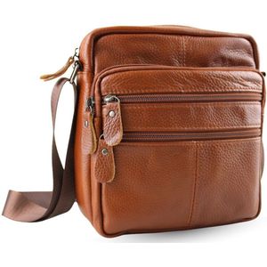 Fana Bags Kleine Leren Schoudertas Cognac - Crossbody Tas Heren Leer - Mannen Tas - Leren Schoudertas Heren / Dames
