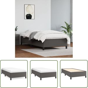 The Living Store Bedframe kunstleer grijs 90x200 cm - Kunstleder Bed - Slaapcomfort - Bedframe - Tweepersoonsbed - Boxspring Bed
