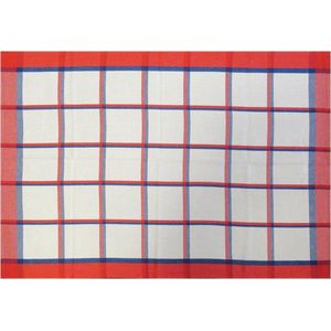 Jorzolino Blockstripe Theedoek (12 Stuks) - 50x70 cm - Red/Blue