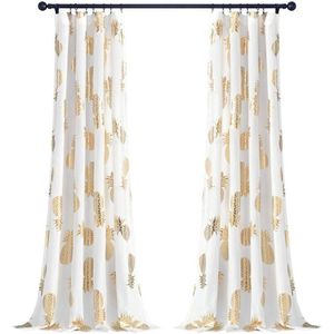 Luxe gordijnpaneel met ananaspatroon - trendy en functioneel - set van 2 - polyester - 52"" B x 84"" H