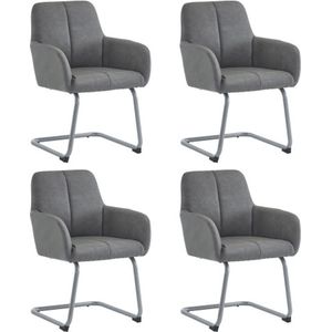 Eetkamerstoel set van 4 fauteuils moderne minimalistische vrijetijdsstoel woonkamer slaapkamer stoel met gebogen stalen poten grijs