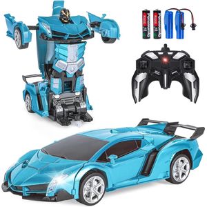 Transformerspeelgoed, op afstand bestuurde auto voor kinderen vanaf 6 7 8 9 10 jaar, 2,4 GHz afstandsbediening, twee-in-één transformator, RC auto, speelgoedauto voor jongens en meisjes