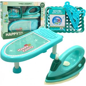 Playos® - Strijkijzer met Strijkplank - Wasmand - Blauw - Rollenspel Speelgoed - Educatief Speelgoed - Huishouden