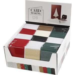 Kaarten en enveloppen, afmeting kaart 10,5x15 cm, afmeting envelop 11,5x16,5 cm, 12x10 sets, kleuren assorti