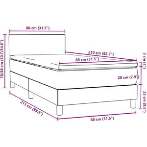 vidaXL - Boxspring - met - matras - fluweel - roze - 80x210 - cm