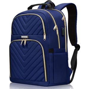 Rugzak voor dames, 15,6 inch, schoolrugzak, meisjes, tieners, met USB-oplaadaansluiting, laptoprugzak, stijlvolle dagrugzak, waterdicht, voor school, universiteit, reizen, werk, 30 liter