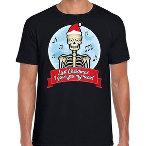 Fout Kerst shirt / t-shirt - Last Christmas i gave you my heart - zwart voor heren - kerstkleding / kerst outfit XL