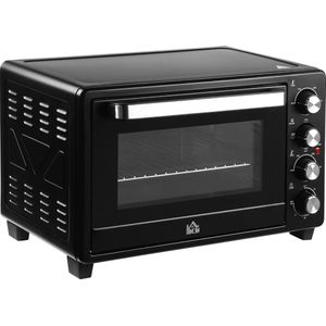 Vihes Mini Oven Vrijstaand - Elektrisch - 1600 W - Zwart - 52,2X38,1X33,5 Cm - 31-40L Capacity - Metaal - Roestvrij - Gehard glas