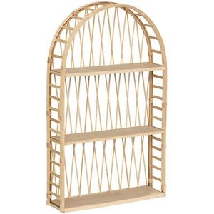 Wandkastje bamboe effect - beige - bamboe - 3 plankjes - 75 x 45 cm - wandplanken