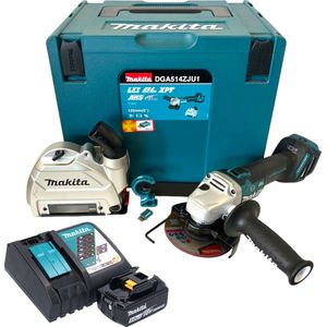 Makita DGA 514 RT1JU1 Accuslijper 18 V 125 mm borstelloos + 1x oplaadbare accu 5.0 Ah + lader + Makpac
