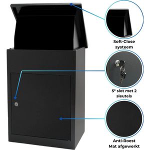 ParcelXL Pakketbrievenbus - Pakketbox - Pakket Brievenbus - Anti Diefstal - 44*35,4*58,4cm - Zwart