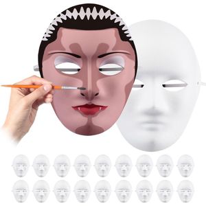 Relaxdays masker wit - set van 20 stuks - knutselen - zelf maken - 24 x 18 x 8 cm