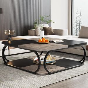Tribesigns Salontafel - Salontafel Vierkant - Woonkamer Bijzettafel - 100 x100 x 50 cm - Grijs - Salon tafel