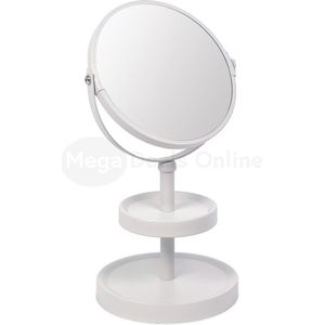 Make-Up Spiegel - Scheerspiegel - Salonspiegel - Incl. Sieraden-rek/Sieraden-display - 3x Vergrotende werking - Wit