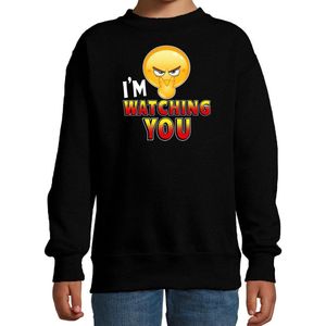 Funny emoticon sweater I am watching you zwart voor kids - Fun / cadeau trui 152/164