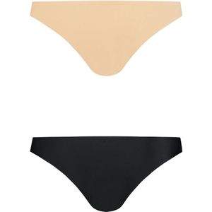 Bye Bra Onzichtbare Bikini In Braziliaanse Stijl, Hoge Taille, Naadloze Bikini, Niet Aan Te Raken, Geen Slipjeslijn, Gladde Randen, 2 Kleurenpak, Beige En Zwart, M