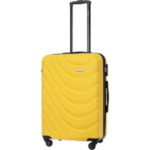 koffer | ABS-materiaal | chiffrierslot | flexibele handgreep | 360 graden wielen |, geel