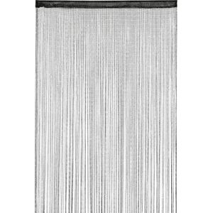 Relaxdays Draadgordijn glitters zwart - deurgordijn - draadjesgordijn - franjes gordijn - 145x245cm