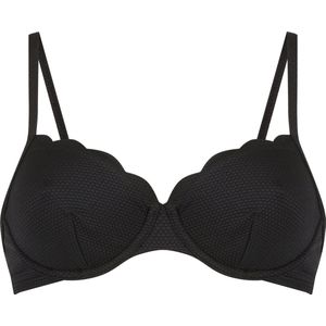 Hunkemöller Dames Badmode Niet-voorgevormde beugel bikinitop Scallop - Zwart - maat E75