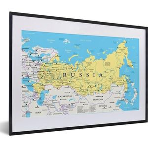 Fotolijst incl. Poster - Illustratie van een deel van de wereldkaart met Rusland - 60x40 cm - Posterlijst