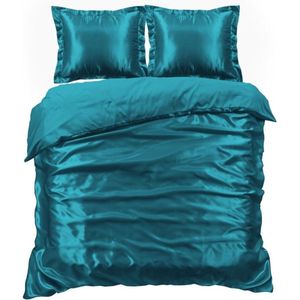 Beauty Silk Dekbedovertrek Satijn Aqua - 2-Persoons 200x200/220cm