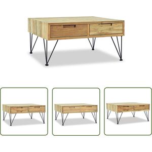 The Living Store Salontafel 80x80x40 cm massief teakhout - Salontafel - Teak Hout - Vintage - Industrieel - Landelijk