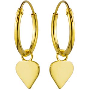 Oorbellen dames | Oorring/oorringen met hanger | Gold plated oorringen met hanger, geruwde hartjes | WeLoveSilver