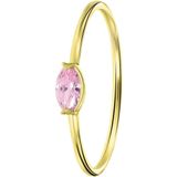 Lucardi Dames Ring markies licht roze - Ring - Cadeau - Moederdag - 14 Karaat Goud - Geelgoud