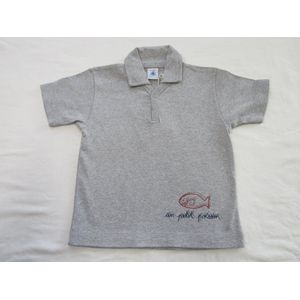 petit bateau , jongens , polo korte mouw , grijst , un petit poisson, 2 jaar 86