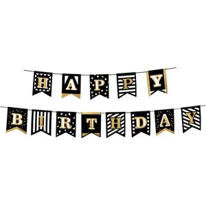 Boland - Letterslinger Party Time 'Happy Birthday' Goud - Black & Gold - Black & Gold - Verjaardag - NYE