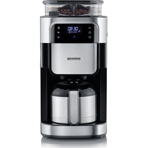 Severin KA 4814 Filter Koffiezetapparaat met bonenmaler - Hoogwaardige thermoskan - Extra stille werking - Zwart / Rvs