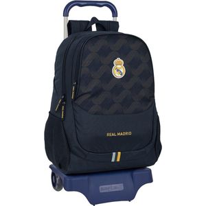 Schoolrugzak met Wielen Real Madrid C.F. Marineblauw 32 x 44 x 16 cm