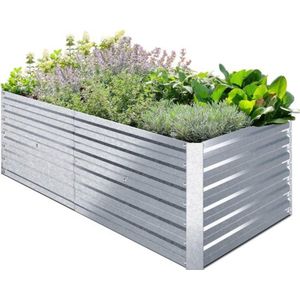 Verhoogd bloembed, metaal, 180 x 90 x 60 cm, weerbestendig plaatstaal, verhoogd bloembed voor groenten, extra groot, groentebed, plantenbak, broeibed, tuinbed, bloembak voor tuin