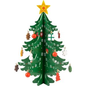 Kunstkerstbomen met 18 stuks kerstboom charme mini tabletop kerstboom hout miniatuur dennenboom kerstboom - cadeau kerstdecoratie tafeldecoratie - groen