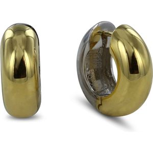 New Bling 9NB-0848 Zilveren Oorringen - Dames - 2 Kleuren - Scharnier - 18 x 8 mm - Rhodium - Zilver - Gold Plated (Verguld/Goud op Zilver)