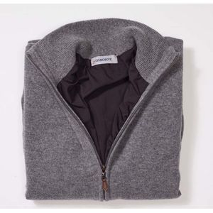 Osborne Knitwear Windstopper cardigan met rits - Dames - Lamswol - Grey Mix - Zwarte voering - XL