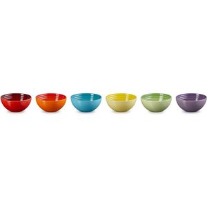 LE CREUSET - Aardewerk - Snackschaaltjes 12cm Regenboog 6-dlg