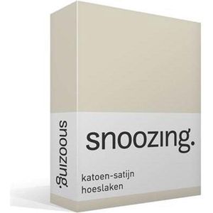 Snoozing - Katoen-satijn - Hoeslaken - Lits-jumeaux - 160x200 cm - Ivoor