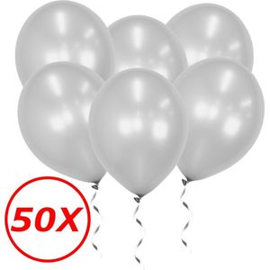 Zilveren Ballonnen Feestversiering Verjaardag 50st Metallic Zilver Ballon