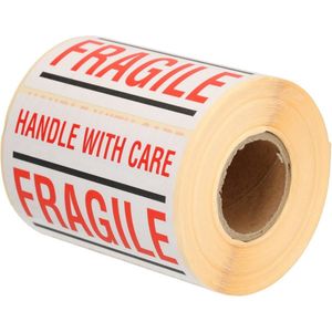 Waarschuwingsstickers Fragile 100 x 70 mm
